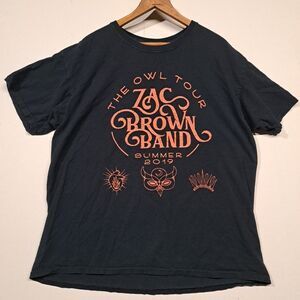 Zac Brown Band Summer 2019 The Owl Tour T-Shirt Adult L Large Black Cotton READ